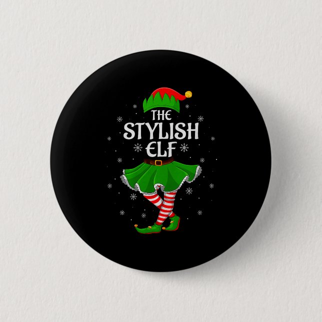 Stylish Elf Christmas Family Girls Women Elf Squad Knapp (Framsida)