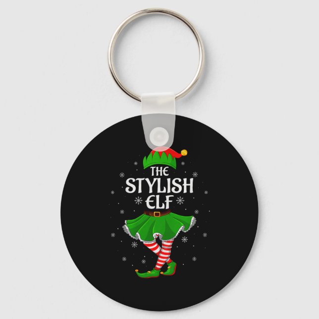 Stylish Elf Christmas Family Girls Women Elf Squad Nyckelring (Framsida)