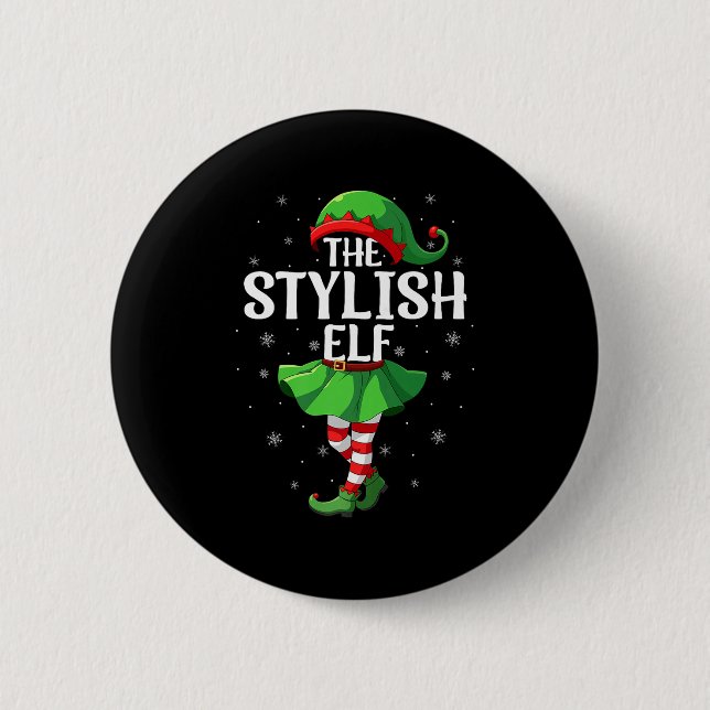 Stylish Elf Christmas Girls Women Elf Squad Xmas F Knapp (Framsida)
