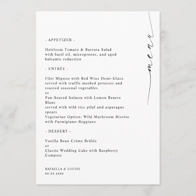 Stylish Engagement Wedding or Bridal Shower Menu Inbjudningar (Framsida)