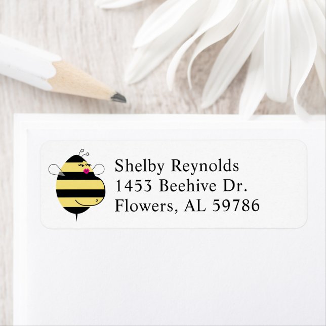 Stylish Expecting Mom Bee return address label Returadress Etikett (Insitu)