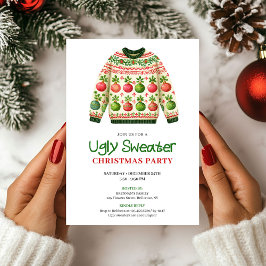 Stylish Funny Ugly Sweater Holiday Invitation Inbjudningar
