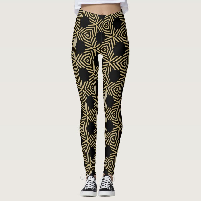Stylish geometric black and yellow leggings (Framsida)