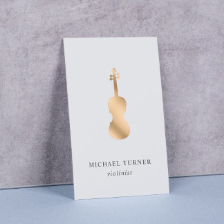 Stylish Gold Violin Musician Minimal  Visitkort