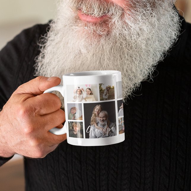 Stylish Grandpa 15 Photo Collage Kaffemugg (Skapare uppladdad)