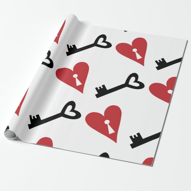 Stylish graphic seamless pattern with hearts and k presentpapper (Utrullad)