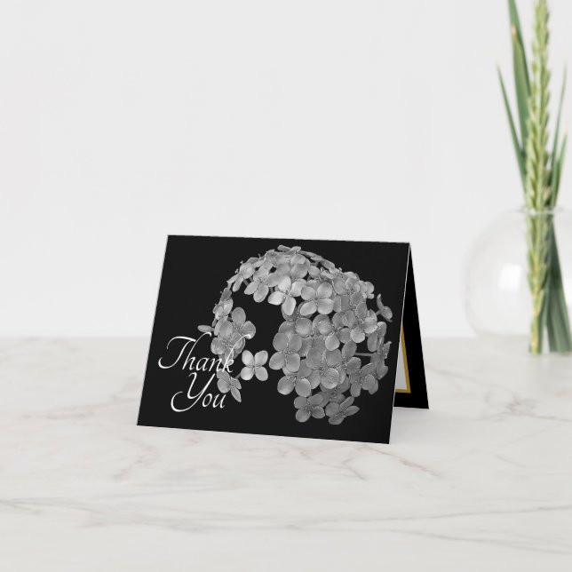 Stylish Gray Botanical Flowers Floral Thank You Kort (Framsida)