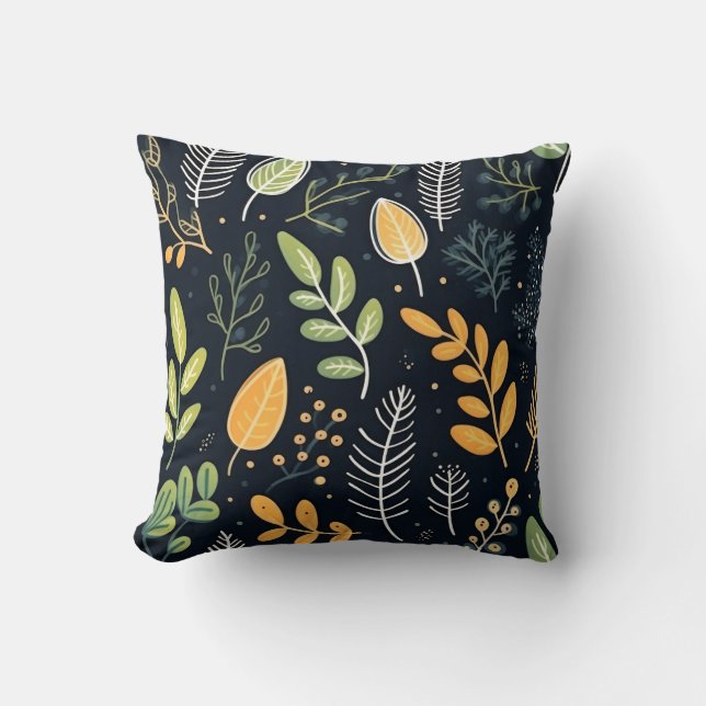 Stylish Green and Yellow Foliage Pattern  Kudde (Framsida)