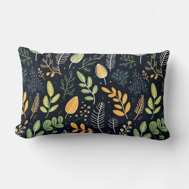 Stylish Green and Yellow Foliage Pattern  Lumbarkudde (Framsida)