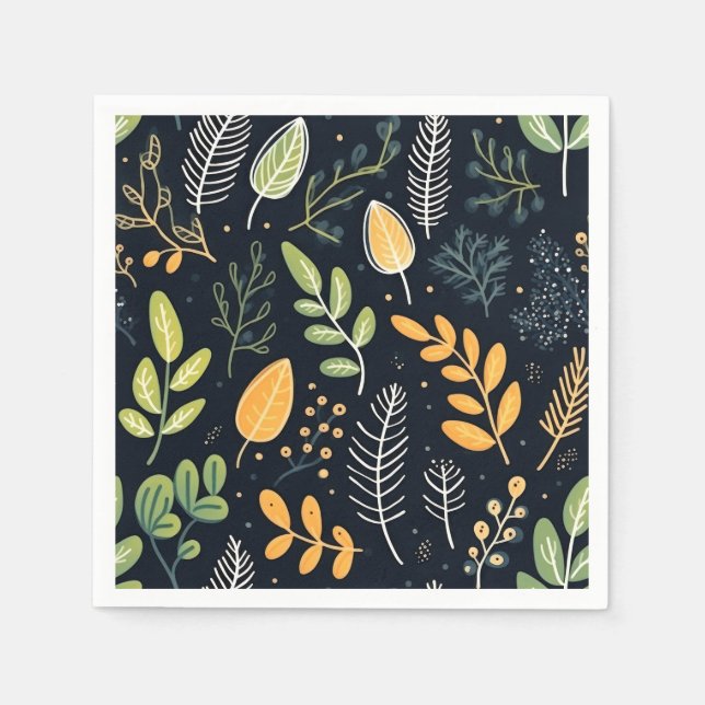 Stylish Green and Yellow Foliage Pattern  Pappersservett (Framsidan)