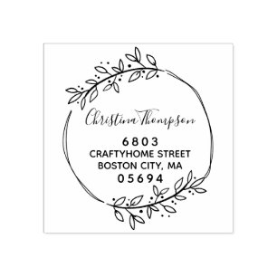 Stylish Greenery Return Address Stämpel