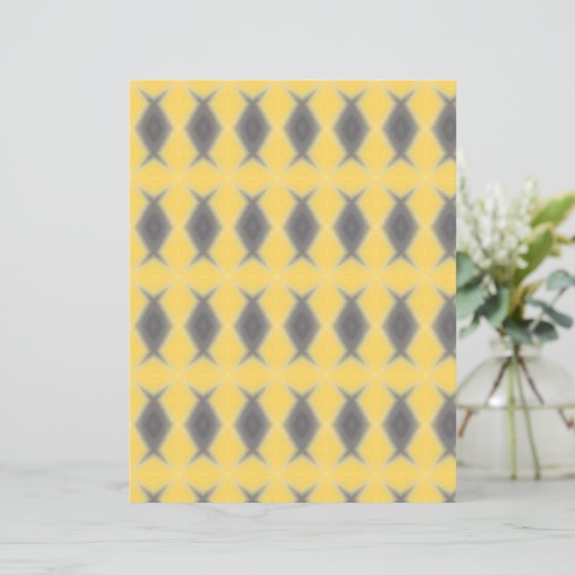 Stylish Grey Diamonds on Yellow scrapbook paper (Stående Fram)