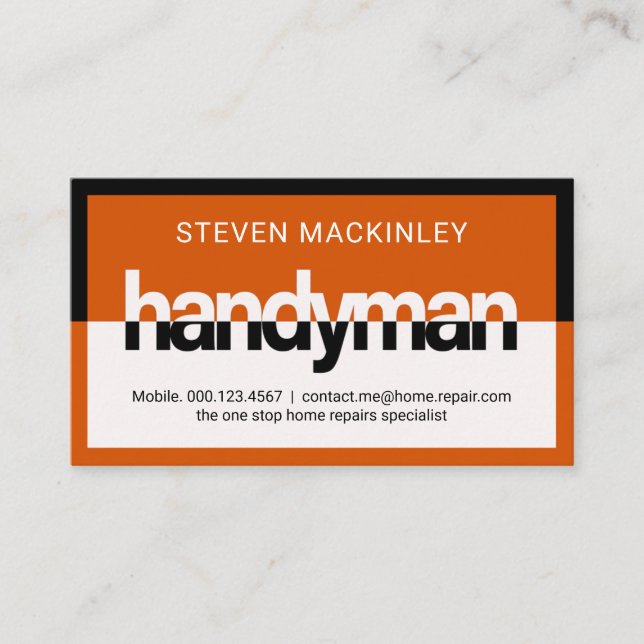 Stylish Handyman Signage Frame Visitkort (Framsida)