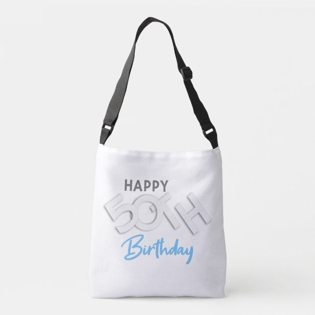 Stylish Happy 50th Birthday Typography Axelväska (Baksida)