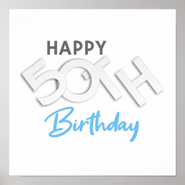 Stylish Happy 50th Birthday Typography Poster (Framsidan)