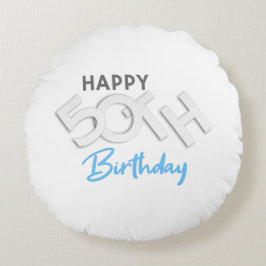 Stylish Happy 50th Birthday Typography Rund Kudde