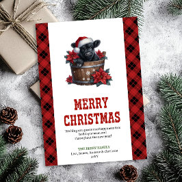 Stylish highland cow Christmas card editable tag Julkort