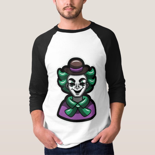 Stylish Joker Clown Graphic Raglan T-Shirt (Framsida)