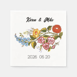 Stylish Kalocsai  flowers - personalized wedding Pappersservett