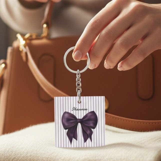 Stylish Lavender Stripes Purple Bow  (Skapare uppladdad)