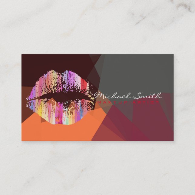Stylish Lips Sminkartist Modern Mosaik #5 Visitkort (Framsida)