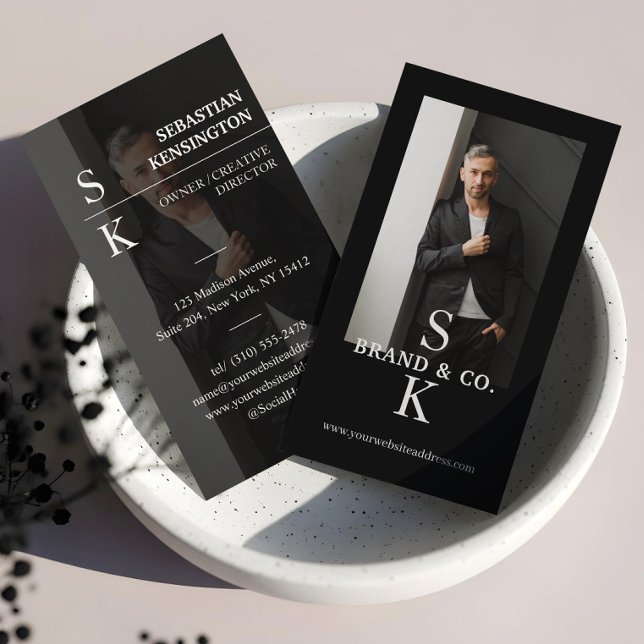 Stylish Minimal Modern Monogram Professional Photo Visitkort (Stylish Minimal Modern Monogram Professional Photo Business Card)