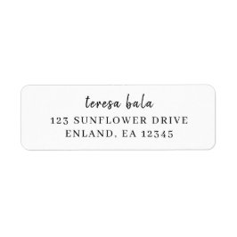 Stylish Minimal White Script Design Returadress Etikett