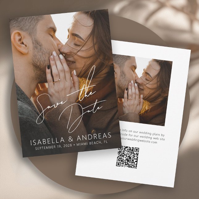 Stylish Modern Full Photo Wedding Save the Date Spara Datumet (Available in both printed and instant download digital formats.)