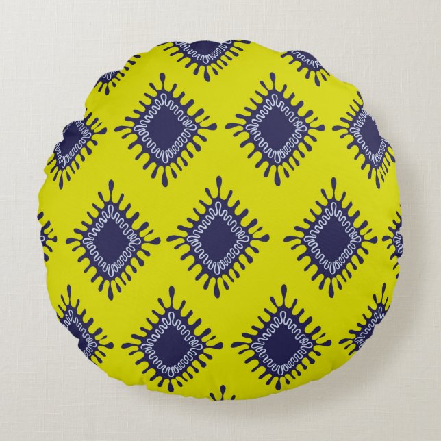Stylish modern ikat tribal seamless pattern rund kudde (Framsidan)