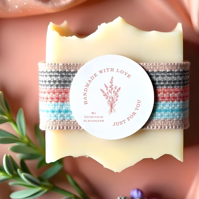 Stylish Modern Minimalist Wildflowers Bouquet  Stämpel (Stylish Modern Minimalist Wildflowers Bouquet Rubber Stamps with Handmade Quote Artisans Business)