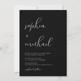 Stylish Modern Script Black And White Wedding Inbjudningar