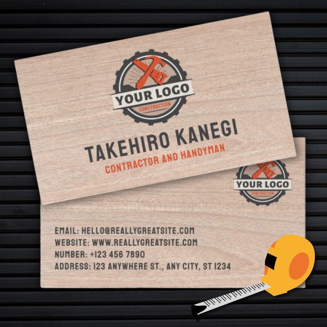Stylish Modern Wood Construction Handyman Carpente Visitkort (Skapare uppladdad)
