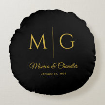 Stylish Monogram With Couple Name Black