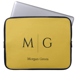 Stylish Monogram with Name Design M Gold Laptop Fodral