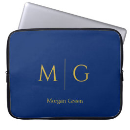 Stylish Monogram with Name Design Navy Laptop Fodral