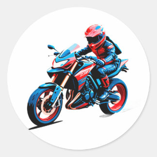 Stylish Motorcycle Rider Runt Klistermärke