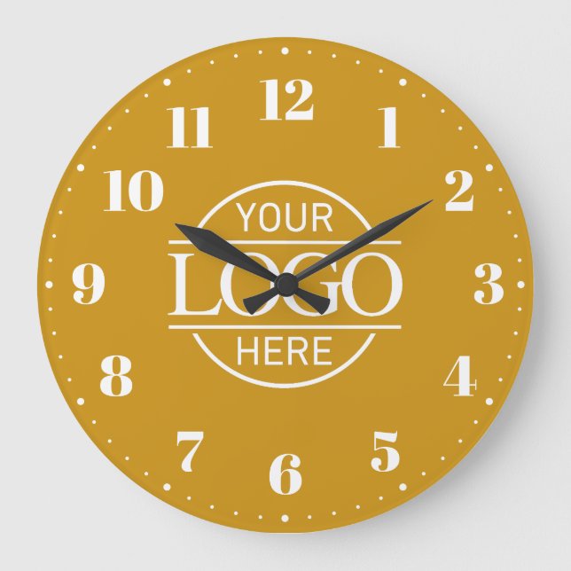 Stylish Mustard Branded Company Business Logo Stor Klocka (Framsida)