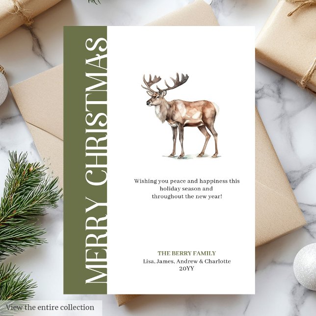 Stylish Neutral Tones Christmas Deer Greeting Card Julkort (Stylish Neutral Tones Christmas Deer Greeting Card)
