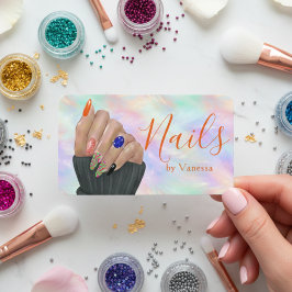 Stylish Opal Iridescent Nail Art Manicurist Artist Visitkort