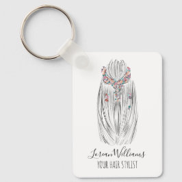 Stylish Pastel Hair Stylist Braid Hairstyle QR  Nyckelring