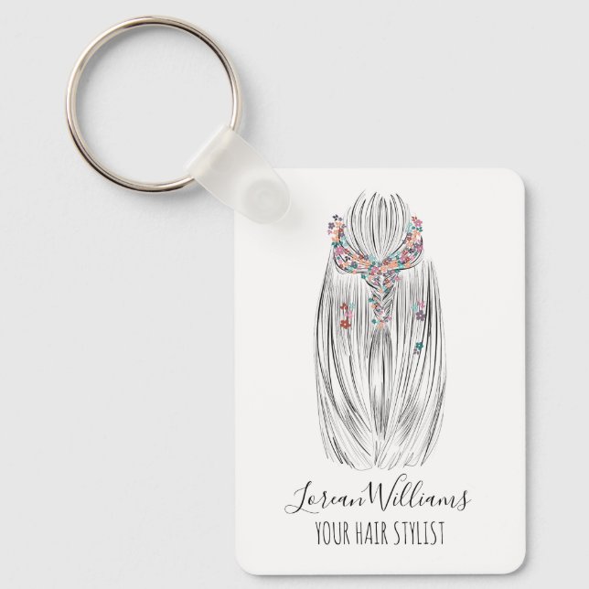 Stylish Pastel Hair Stylist Braid Hairstyle QR  Nyckelring (Framsida)