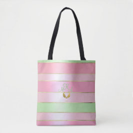 Stylish Pastel Pink and Green Monogrammed  Tygkasse