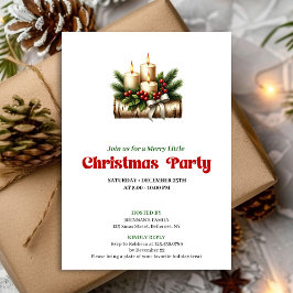 Stylish Pine Wreath Christmas Candles Invite Inbjudningar