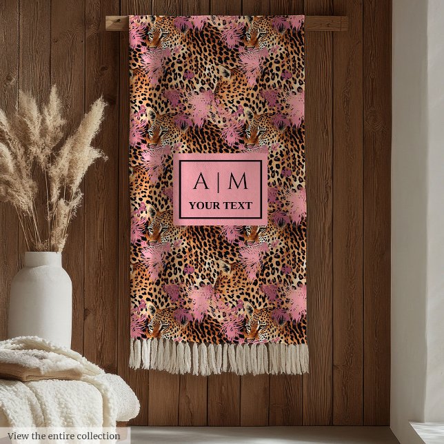 Stylish pink and gold watercolor leopard skin fleecefilt (Stylish pink and gold watercolor leopard skin Fleece Blanket)