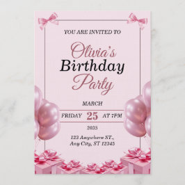 Stylish pink Birthday Invitation Card Inbjudningar