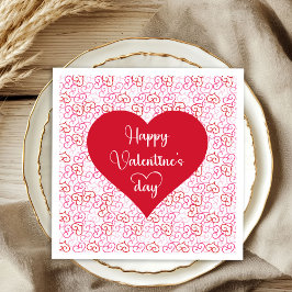 Stylish Pink Red Hearts Valentine Napkins Pappersservett