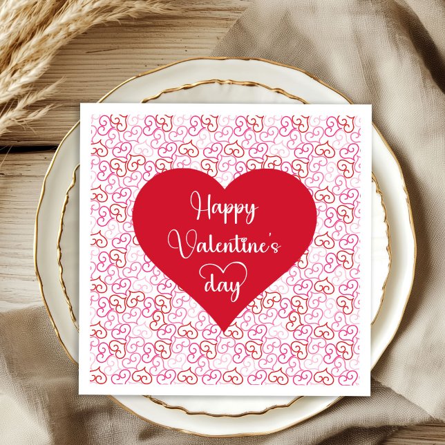 Stylish Pink Red Hearts Valentine Napkins Pappersservett (Stylish Pink Red Hearts Valentine Napkins)