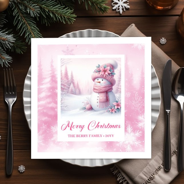 Stylish Pinkmas Kids Christmas Scene Winter Forest Pappersservett (Stylish Pinkmas Kids Christmas Scene Winter Forest Christmas Napkins

)