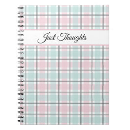 Stylish plaid with pastel gray, pink and blue  anteckningsbok