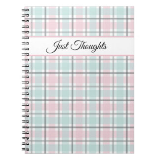 Stylish plaid with pastel gray, pink and blue  anteckningsbok